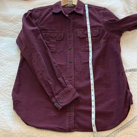 Duluth Trading Co Flex Cotton Button Down Shirt Cabincore Utility Burgundy Small - Picture 7 of 10